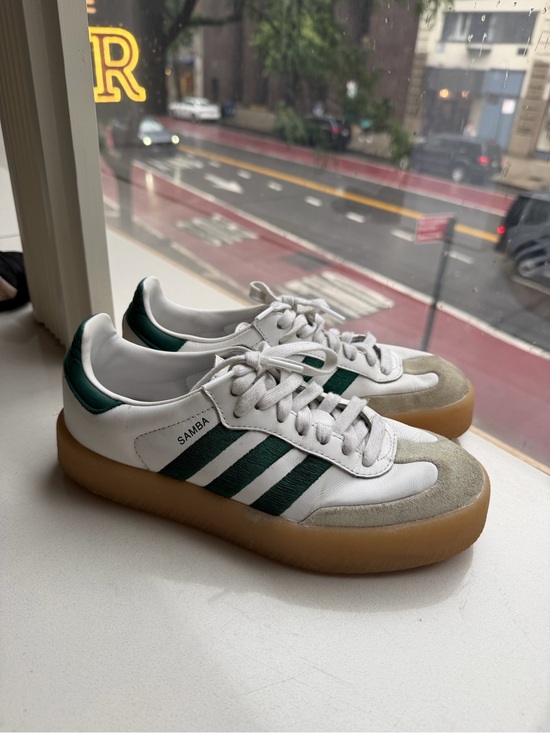 adidas Shoes - adidas White & Green Sambae with Gum Sole